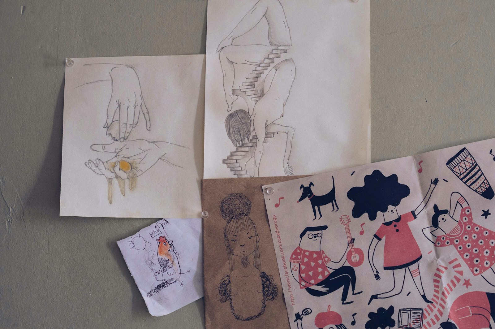 Product development: tech pack sketches and fabric swatches laid out before sampling